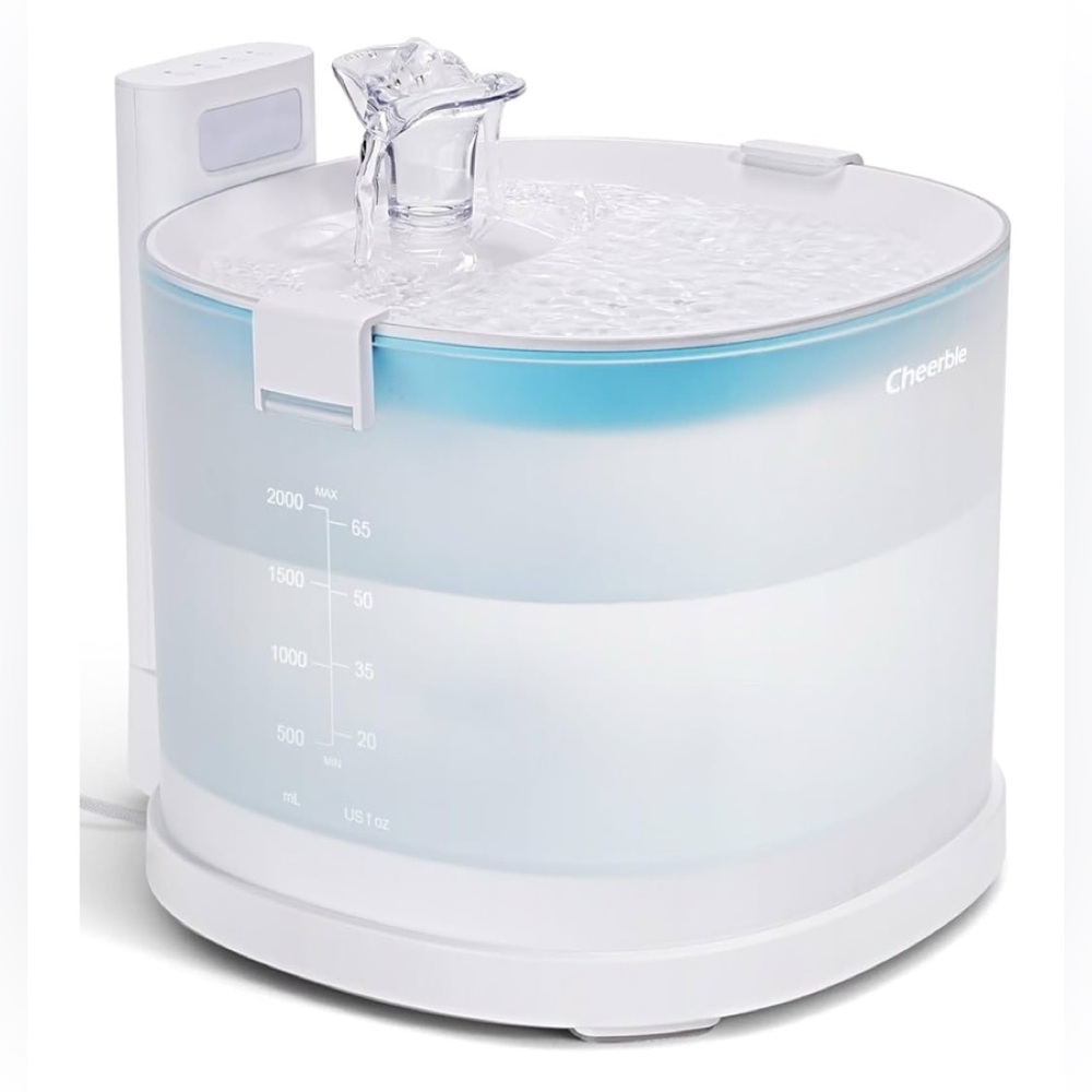 Cheerble Pumpless Water Fountain, 2L/67oz E1 Auto Dispenser-Cats & Dogs MagDrive